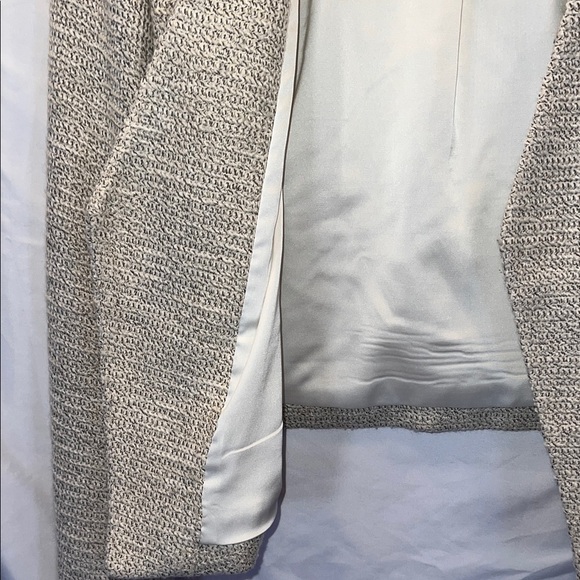 Alice & Olivia Elegant Women's Tweed Cream and Black Fine Leather Jacket, Size 6 - Picture 3 of 14